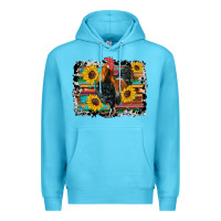 Ocean Blue western rooster coop animals sunflowers cowhide serape wooden Premium Hoodie - Artiststas