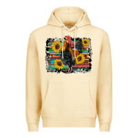 Pina Colada western rooster coop animals sunflowers cowhide serape wooden Premium Hoodie - Artiststas