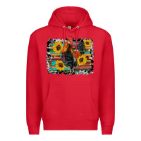 Red western rooster coop animals sunflowers cowhide serape wooden Premium Hoodie - Artiststas