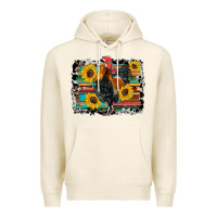 Tofu western rooster coop animals sunflowers cowhide serape wooden Premium Hoodie - Artiststas