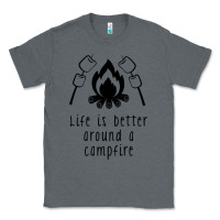 Charcoal Heather life is better around a campfire Classic Tee - Unal Design