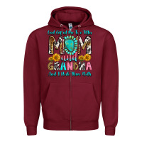 Burgundy god gifted me two titles mom and grandma and i roc Zipper Hoodie - RanaPortraitStore