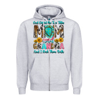 Heather Grey god gifted me two titles mom and grandma and i roc Zipper Hoodie - RanaPortraitStore