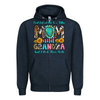 Navy god gifted me two titles mom and grandma and i roc Zipper Hoodie - RanaPortraitStore