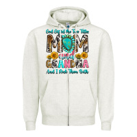 Oatmeal Heather god gifted me two titles mom and grandma and i roc Zipper Hoodie - RanaPortraitStore