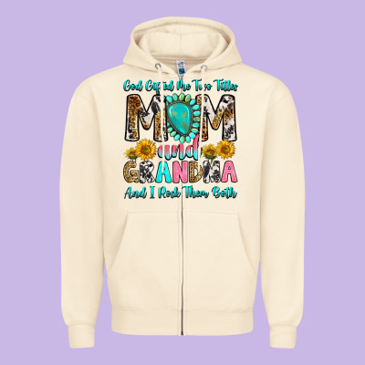 Zipper Hoodie god gifted me two titles mom and grandma and i roc