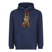 Navy christmas german shepherd Heavyweight Hoodie - RanaPortraitStore