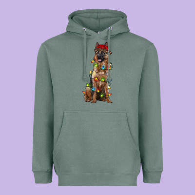 Christmas German Shepherd Heavyweight Hoodie Designed By Ranaportraitstore