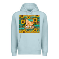 Blue Mist western farm chicken coop animals sunflowers leopard turquoise wooden Premium Hoodie - Artiststas
