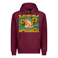 Burgundy western farm chicken coop animals sunflowers leopard turquoise wooden Premium Hoodie - Artiststas
