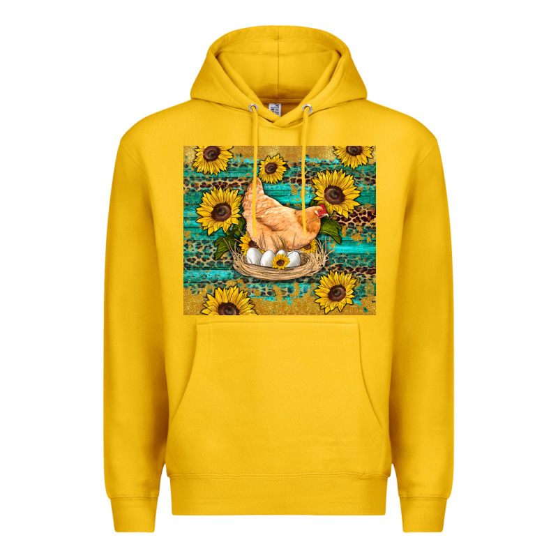 Western Farm Chicken Coop Animals Sunflowers Leopard Turquoise Wooden Premium Hoodie by Artiststas | Teevron