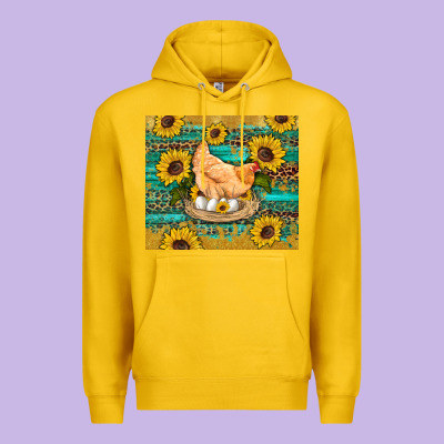 Western Farm Chicken Coop Animals Sunflowers Leopard Turquoise Wooden Premium Hoodie Designed By Artiststas