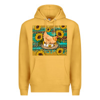 Mustard western farm chicken coop animals sunflowers leopard turquoise wooden Premium Hoodie - Artiststas