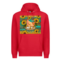 Red western farm chicken coop animals sunflowers leopard turquoise wooden Premium Hoodie - Artiststas