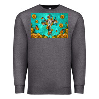 Charcoal Heather bull skull cross skinny metal can holder Premium Sweatshirt - HRA Design Shop