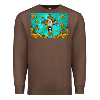 Chestnut bull skull cross skinny metal can holder Premium Sweatshirt - HRA Design Shop