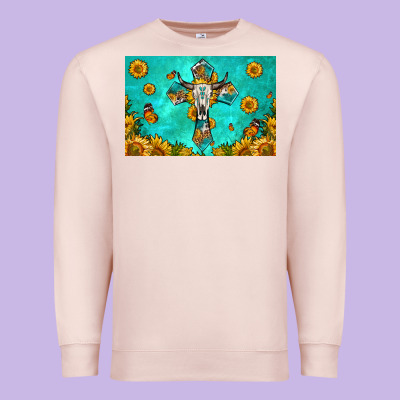 Bull Skull Cross Skinny Metal Can Holder Premium Sweatshirt Designed By Hra Design Shop