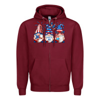 Burgundy fourth of july gnomes Zipper Hoodie - RanaPortraitStore