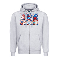 Heather Grey fourth of july gnomes Zipper Hoodie - RanaPortraitStore