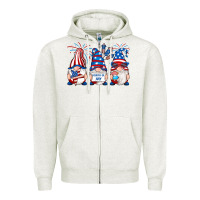 Oatmeal Heather fourth of july gnomes Zipper Hoodie - RanaPortraitStore