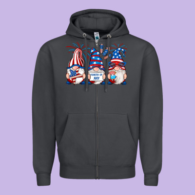 Zipper Hoodie fourth of july gnomes