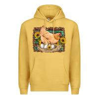 Antique Gold western farm chicken coop animals eggs sunflowers leopard serape woode Premium Hoodie - Artiststas