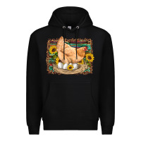 Black western farm chicken coop animals eggs sunflowers leopard serape woode Premium Hoodie - Artiststas