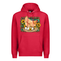 Cardinal western farm chicken coop animals eggs sunflowers leopard serape woode Premium Hoodie - Artiststas