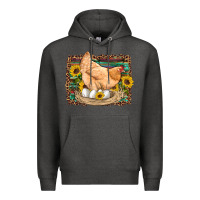 Charcoal Heather western farm chicken coop animals eggs sunflowers leopard serape woode Premium Hoodie - Artiststas