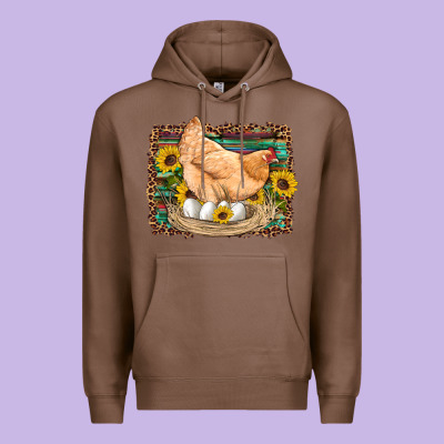 Western Farm Chicken Coop Animals Eggs Sunflowers Leopard Serape Woode Premium Hoodie Designed By Artiststas