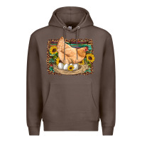 Coffee western farm chicken coop animals eggs sunflowers leopard serape woode Premium Hoodie - Artiststas