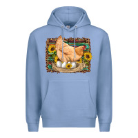 Colony Blue western farm chicken coop animals eggs sunflowers leopard serape woode Premium Hoodie - Artiststas