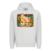 Dove Grey western farm chicken coop animals eggs sunflowers leopard serape woode Premium Hoodie - Artiststas