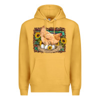 Mustard western farm chicken coop animals eggs sunflowers leopard serape woode Premium Hoodie - Artiststas