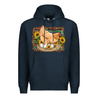 Navy western farm chicken coop animals eggs sunflowers leopard serape woode Premium Hoodie - Artiststas