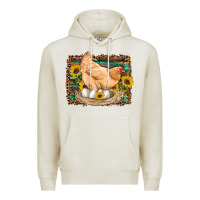 Oatmeal Heather western farm chicken coop animals eggs sunflowers leopard serape woode Premium Hoodie - Artiststas
