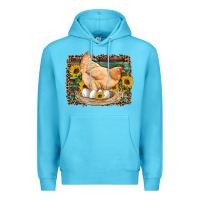 Ocean Blue western farm chicken coop animals eggs sunflowers leopard serape woode Premium Hoodie - Artiststas