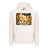 Pale Pink western farm chicken coop animals eggs sunflowers leopard serape woode Premium Hoodie - Artiststas