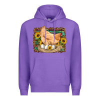 Purple western farm chicken coop animals eggs sunflowers leopard serape woode Premium Hoodie - Artiststas