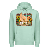 Seafoam western farm chicken coop animals eggs sunflowers leopard serape woode Premium Hoodie - Artiststas