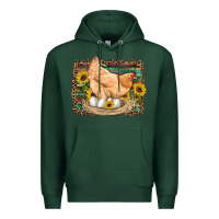 Sports Green western farm chicken coop animals eggs sunflowers leopard serape woode Premium Hoodie - Artiststas