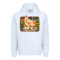 White western farm chicken coop animals eggs sunflowers leopard serape woode Premium Hoodie - Artiststas