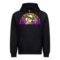 Black doge coin hodl on we're going to the moon retro sunset Urban Hoodie - Jasminsmagicworld