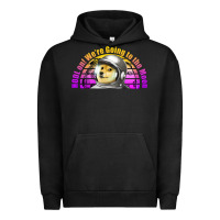 Pigment Black doge coin hodl on we're going to the moon retro sunset Urban Hoodie - Jasminsmagicworld