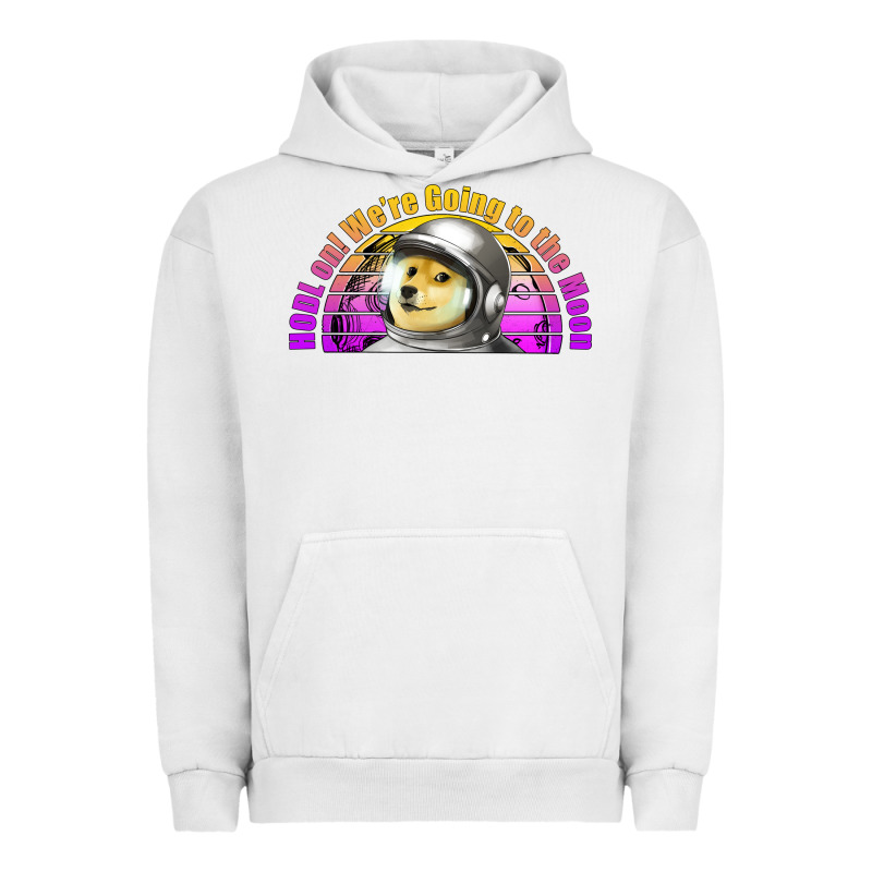 Doge Coin Hodl On We're Going To The Moon Retro Sunset Urban Hoodie by Jasminsmagicworld | Teevron