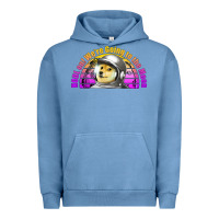 Pigment Pebble Blue doge coin hodl on we're going to the moon retro sunset Urban Hoodie - Jasminsmagicworld