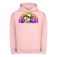 Pigment Salmon doge coin hodl on we're going to the moon retro sunset Urban Hoodie - Jasminsmagicworld