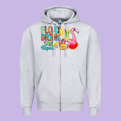 Zipper Hoodie float drink tan repeat