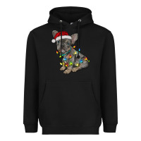 Black christmas french bulldog Heavyweight Hoodie - RanaPortraitStore