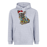 Heather Grey christmas french bulldog Heavyweight Hoodie - RanaPortraitStore